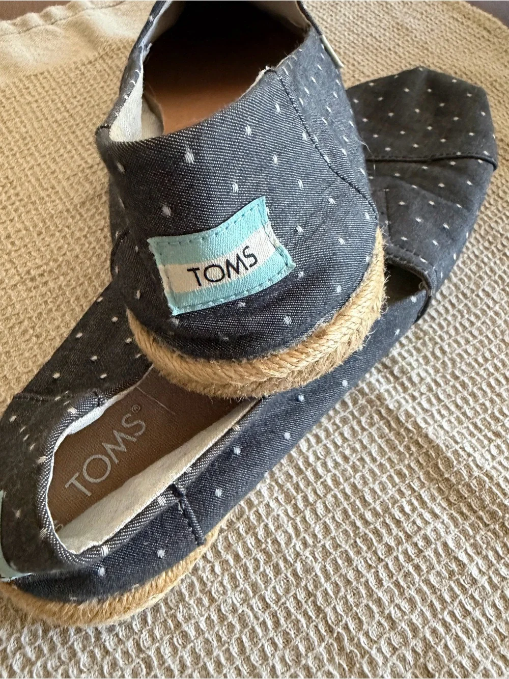 TOMS Women's Gray Polka Dot Canvas Slip-On Shoes